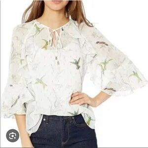 Ted Baker White Hummingbird Print Blouse